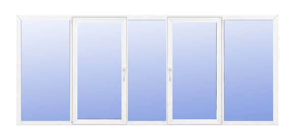 Пятистворчатые балконные рамы ПВХ 600×140 Salamander